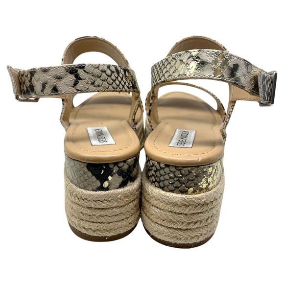 Steve Madden Fifer Sz 9 Flatform Platform Sandals Espadrille Snake Vegan Leather - Picture 7 of 9